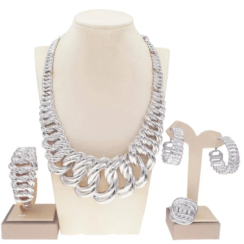 Fashion Woman Necklace Jewelry Set Electric Italy Gold Plated Pendant Wedding