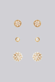 Louche Adriel 3 Pack Pearl Stud Earrings