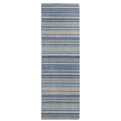 Fine Stripes Blue Wool Rug