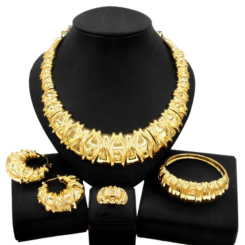 Fashion Woman Necklace Jewelry Set Electric Italy Gold Plated Pendant Wedding