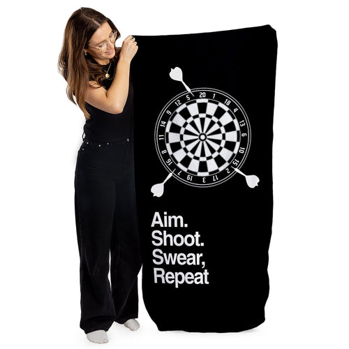 Aim. Shoot. Swear, repeat - Darts Beach Towel - 150cm x 75cm