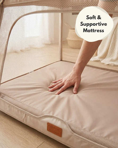 Airpod 3 Travel Cot Includes Newborn Bassinet Insert - Beige