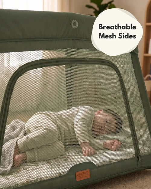 Airpod 3 Travel Cot Includes Newborn Bassinet Insert - Green