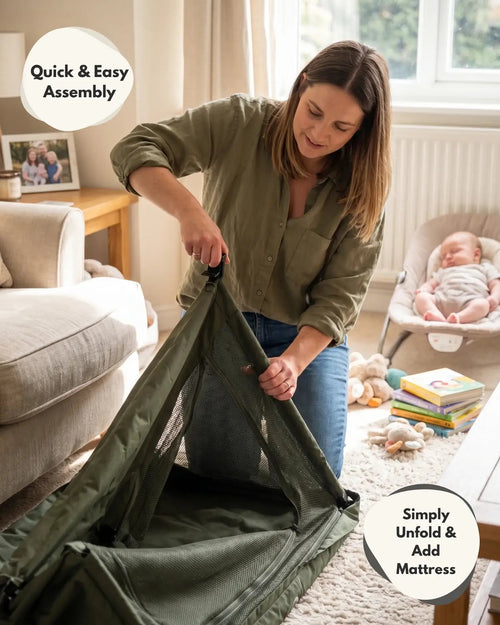 Airpod 3 Travel Cot Includes Newborn Bassinet Insert - Green