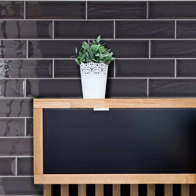 Ariya Black Subway Tile 10 x 30cm