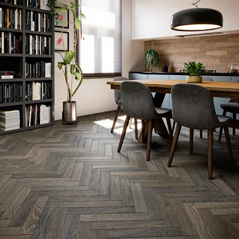 Avana Chevron Chocolate Porcelain Tile 8 x 40cm