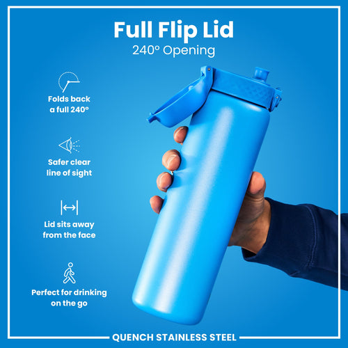 Leak Proof 1 Litre Water Bottle, Stainless Steel, Blue, 1L