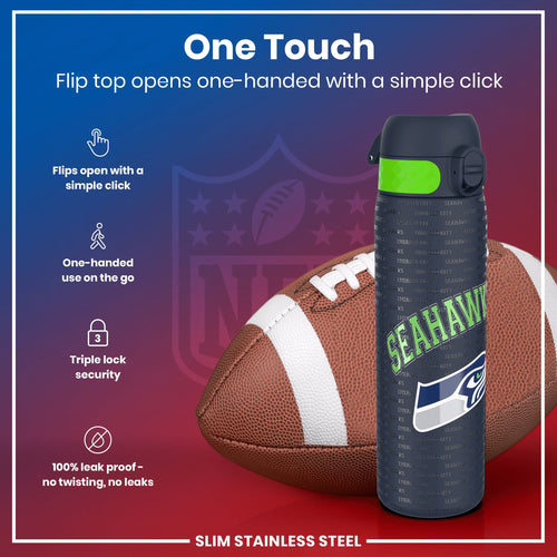 Leak Proof NFL Water Bottle, Stainless Steel, Seattle Seahawks, 600ml (20oz)