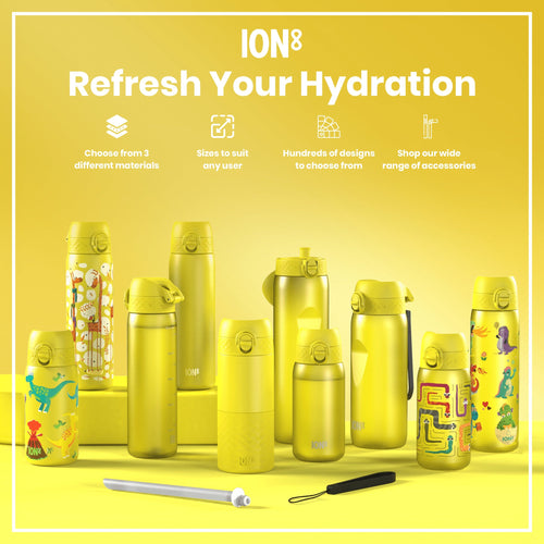 Leak Proof Thermal  Water Bottle, Insulated Steel, Yellow, 320ml (11oz)