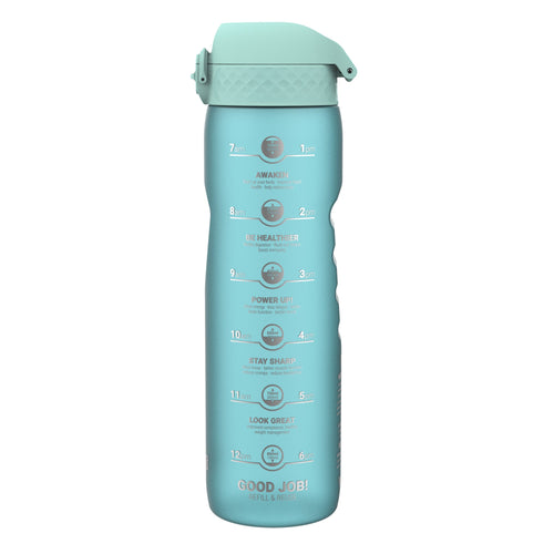 Leak Proof 1 Litre Water Bottle with Times to Drink, Recyclon, Sonic Blue, 1L