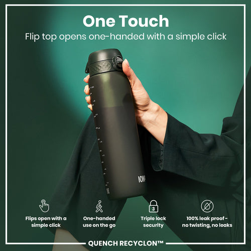 Leak Proof 1 litre Water Bottle, Recyclon, Dark Green, 1L