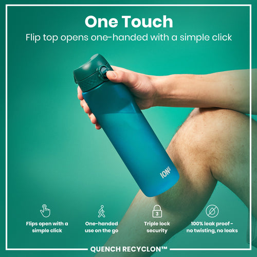 Leak Proof 1 litre Water Bottle, Recyclon, Aqua, 1L