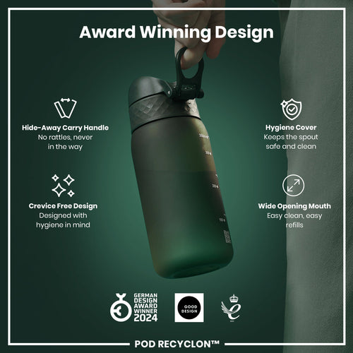Leak Proof Kids Water Bottle, Recyclon, Dark Green, 350ml (12oz)