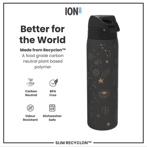 Leak Proof Slim Water Bottle, Recyclon, Celestial Universe, 500ml (18oz)