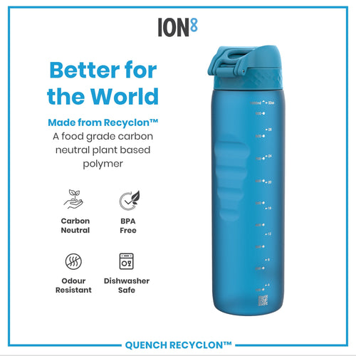 Leak Proof 1 litre Water Bottle, Recyclon, Blue, 1L