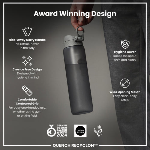 Leak Proof 1 litre Water Bottle, Recyclon, Grey, 1L