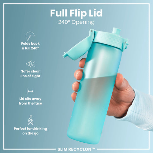 Leak Proof Slim Water Bottle, Recyclon, Sonic Blue, 500ml (18oz)