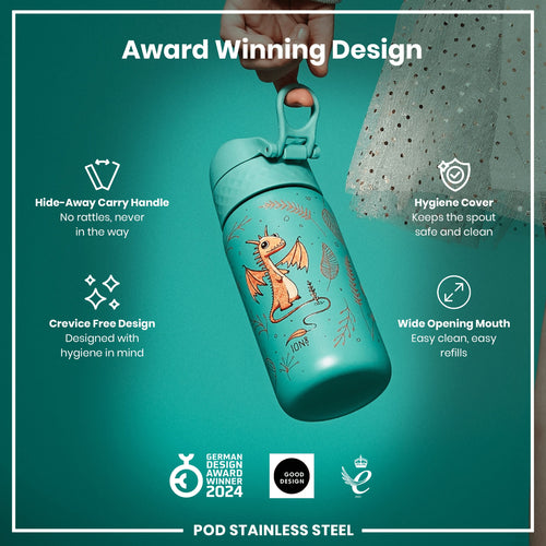 Leak Proof Kids Water Bottle, Stainless Steel, Egg to Dragon, 400ml (13oz)
