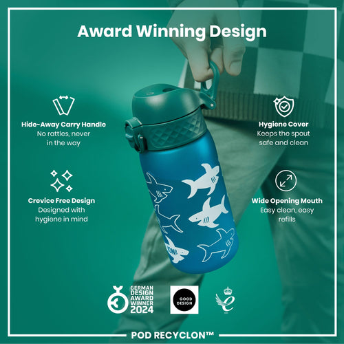 Leak Proof Kids Water Bottle, Recyclon, Shark, 350ml (12oz)