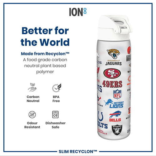 Leak Proof NFL Water Bottle, Recyclon, Multi Teams, 500ml (18oz)
