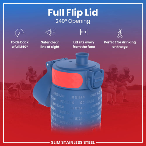 Leak Proof NFL Water Bottle, Stainless Steel, Buffalo Bills, 600ml (20oz)