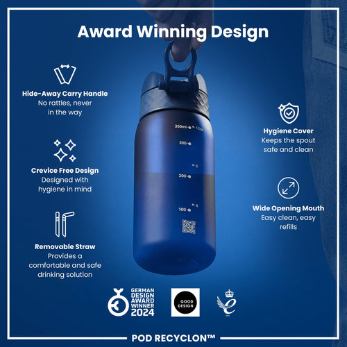 Leak Proof Small Water Bottle With Straw, Recyclon, Navy, 350ml (12oz)