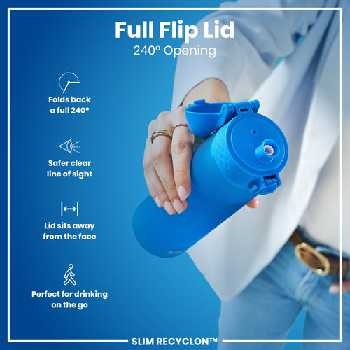 Leak Proof Medium Water Bottle with Straw, Recyclon, Blue, 500ml (18oz)