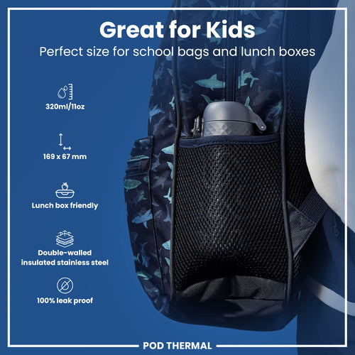 Leak Proof Thermal Steel Water Bottle, Insulated, Squiggly Line, 320ml (11oz)