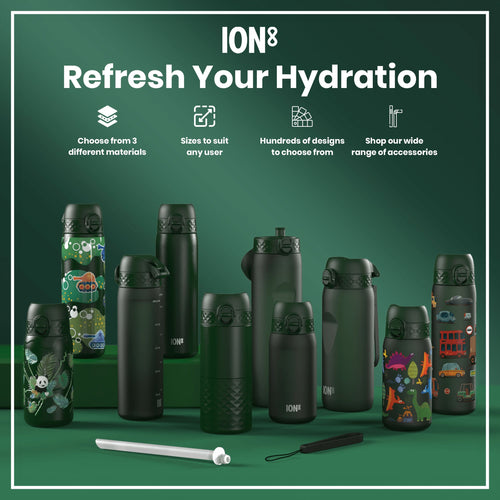 Leak Proof Thermal Steel Water Bottle, Insulated, Dark Green, 320ml (11oz)