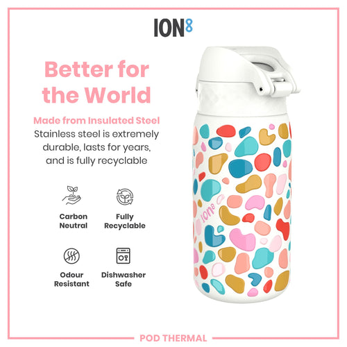 Leak Proof Thermal Steel Water Bottle, Insulated, Splodge, 320ml (11oz)