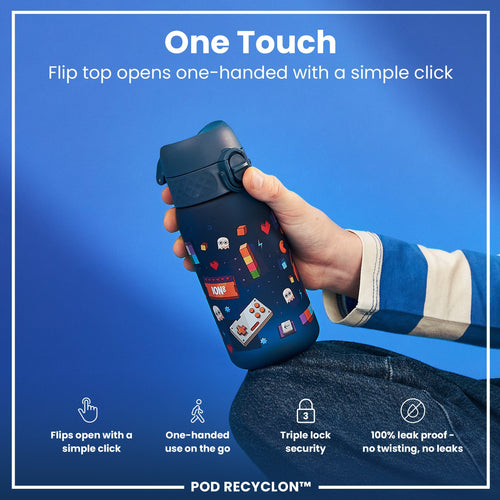 Leak Proof Kids Water Bottle, Recyclon, Gamer, 350ml (12oz)
