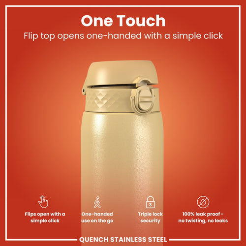 Leak Proof 1 Litre Water Bottle, Stainless Steel, Desert, 1L