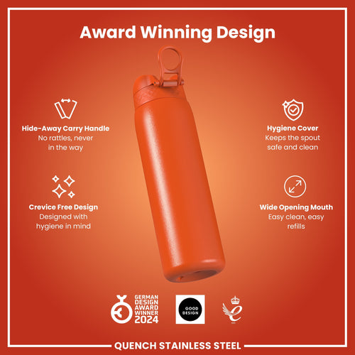 Leak Proof 1 Litre Water Bottle, Stainless Steel, Hearty Orange, 1L
