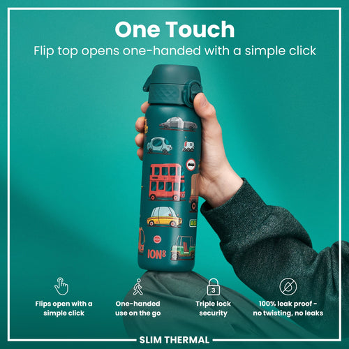 Leak Proof Slim Thermal Steel Water Bottle, Insulated, Automobiles, 500ml (17oz)