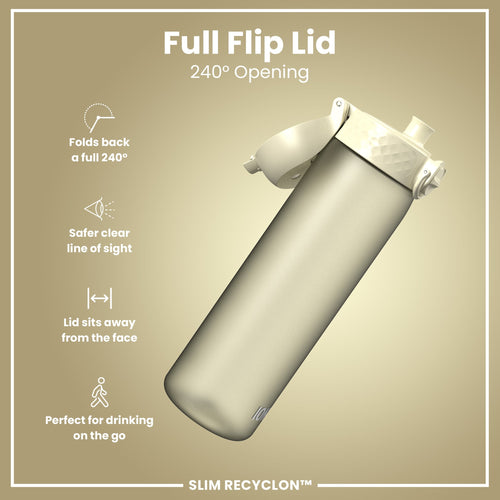 Leak Proof Slim Water Bottle, Recyclon, Creamy White, 500ml (18oz)
