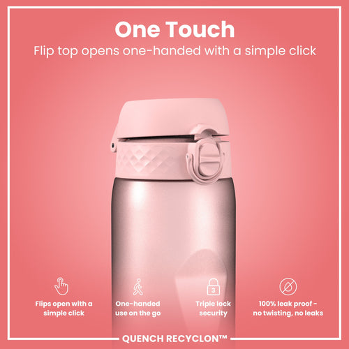 Leak Proof 1 Litre Water Bottle with Times to Drink, Recyclon, Purple & Rose, 1L