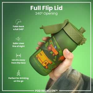 Leak Proof Kids Water Bottle, Recyclon, Farming Machines, 350ml (12oz)