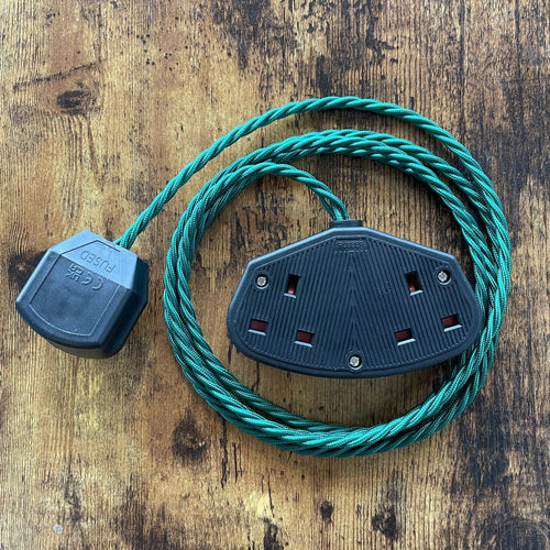 Coloured Fabric Decorative Extension Lead - Twisted Flex - Black Plug & Socket