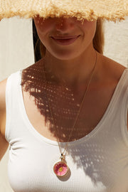 Louche Bani Daisy Inlay Pendant Necklace - Pink
