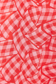 Louche Romola Gingham Twist Print Laced Back Short Sleeve Midi Dress