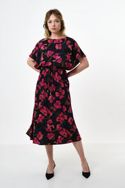 Basford Watermark Floral Print Cape Sleeve Midi Dress