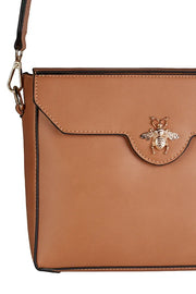Bella Stripe Strap Crossbody Bag in Tan