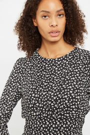 Louche Birte Flower Spot Print Long Sleeve Midi Dress