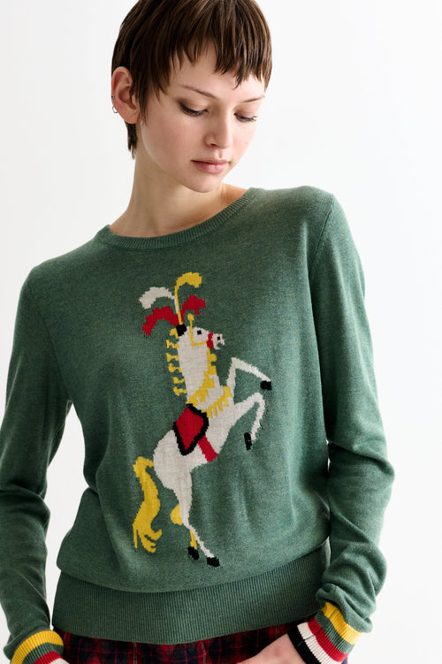 Bly Green Circus Pony Intarsia Jumper