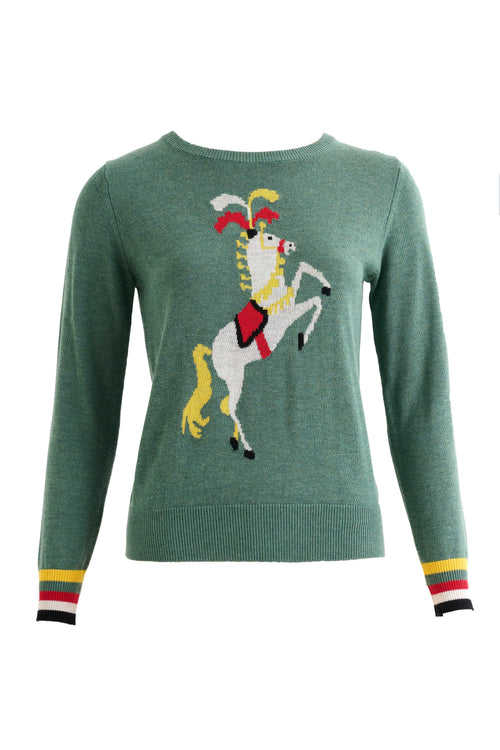 Bly Green Circus Pony Intarsia Jumper