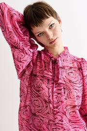 Boo Rosechild Tie Neck Blouse – Pink