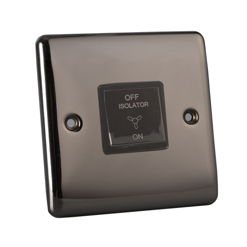 Caradok 1 Gang 3-pole Fan Isolator Switch - Black Nickel, Metal Switch