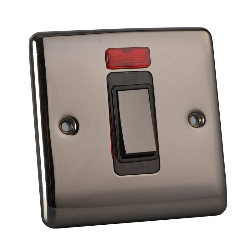 Caradok 1 Gang Cooker Control Unit Switched with Power Indicator - Black Nickel
