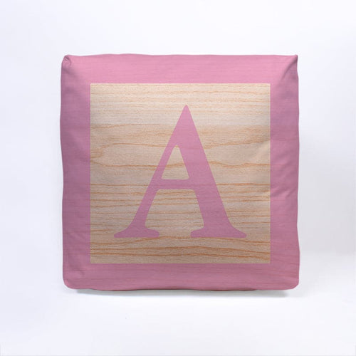 Pink Initial Baby Block Cube Cushion - 10"