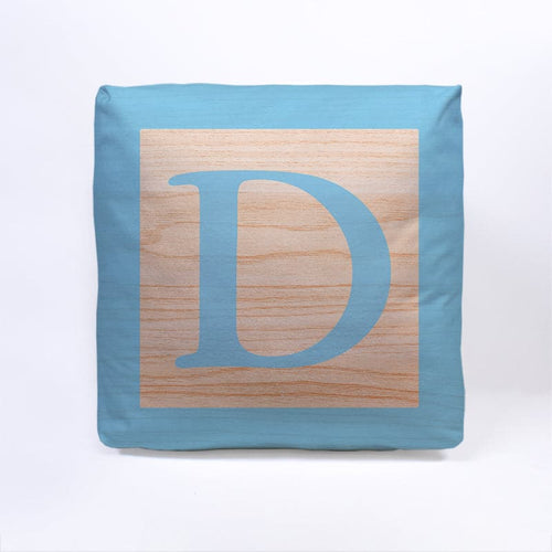 Blue Initial Baby Block Cube Cushion - 10"
